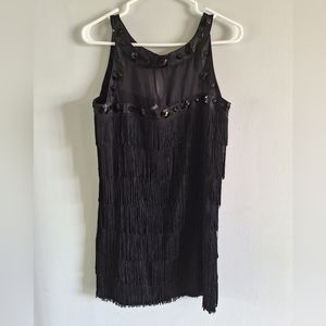 Arden B Black Fringe Mini Dress